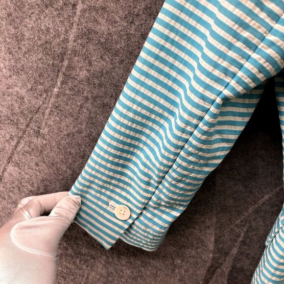 Brooks Brothers Stellita Fit Seersucker Blazer Womens Size 4 Blue White Stripe - Picture 6 of 10